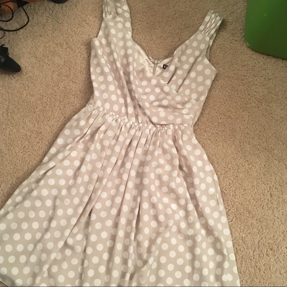 beige polka dot dress